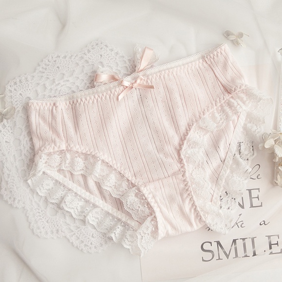 Light Pink Sweet Lolita Cotton Panties. Cute mid rise Panties. 26" to 38" waist. - Picture 3 of 14